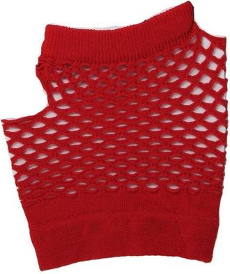 Generic Unbranded Fishnet Wrist Length Fingerless Gloves One Size-Red-One Size