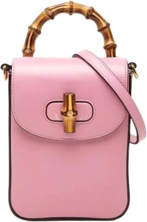 Gucci Pre-owned Mini Satchel - Dames - Pre-owned - Roze - Maat: ONE Size Leer