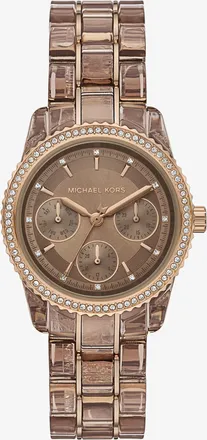 Michael Kors Ritz Pav&eacute; Beige Gold-Tone and Acetate Watch