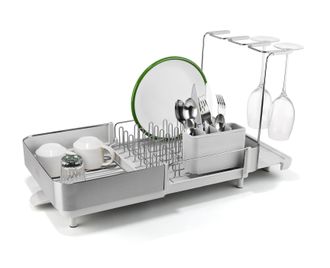 Joseph Joseph Extend Steel Plus Scolapiatti Estensibile In Acciaio, Con Porta Calici E Beccuccio Di Scarico