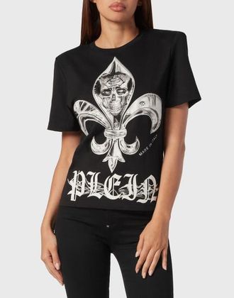 Philipp Plein T-Shirt Round Neck Chrome Women in Black at Nordstrom, Size X-Small