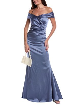 Teri Jon by Rickie Freeman Teri Jon By Rickie Freeman Off-Shoulder Drape Gown