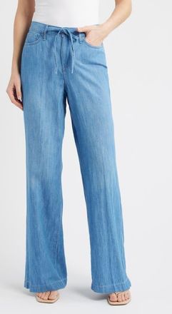 NYDJ Teresa Drawstring Waist Wide Leg Pants in Riviera Sky at Nordstrom, Size 16