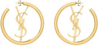 Saint Laurent Golden Logo Hoop Earrings
