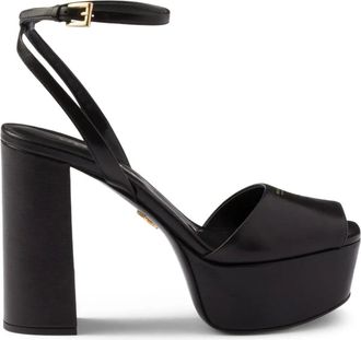 Prada 115mm sandalen met plateauzool en enkelbandje - Zwart
