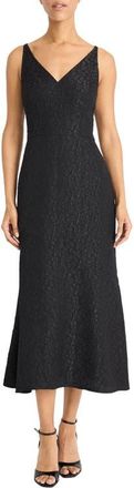 Maggy London Jacquard Cocktail Midi Dress in Black at Nordstrom, Size 10