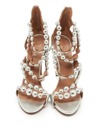 Alaia Bombe leren sandalen met bandjes - Zilver