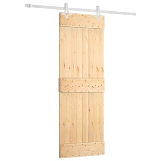 Berkfield Home Sliding Door with Hardware Set 70x210 cm Solid Wood Pine in Brown