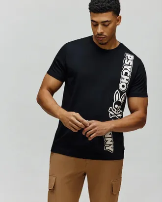 Psycho Bunny Mens Toby Wordmark Tee 001 BLACK / XXL