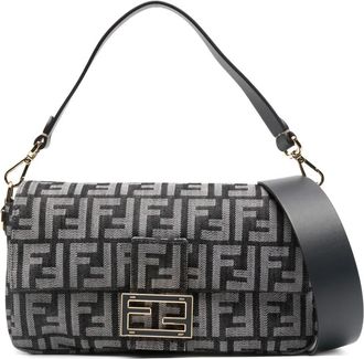 Fendi Baguette shopper met logo - Zwart