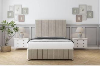 Comfort Beds Sara Plush Divan Set No Drawers-26 Headboard-Footboard in Cream | Size: Single