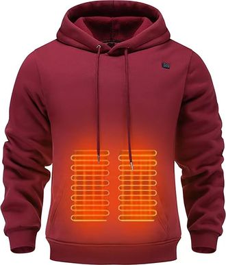 Generic Heated Hoodie for Men Women UK Heated Sweatshirt with 5 Heated Zones USB Electric Heated Outerwear Unisex Winter Hooded Jumper Cosy Tops Pullover Clot