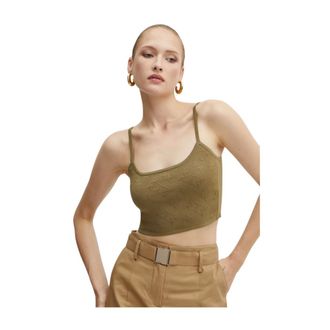 Pinko Pinko, Tops, Dames, Groen, M, Leer, Top