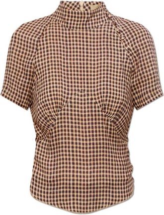 Charlotte Knowles Tess Top - Dames - Blouses - Bruin - 2XS - Leer - Overhemden