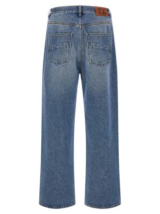 Fendi Ff Patch Stone-Wash Denim Jeans - Blue