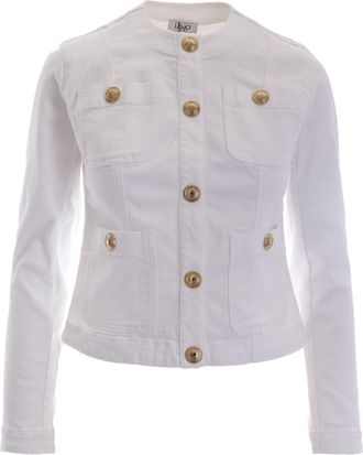 Liu Jo Fitted White Jacket with Gold-tone Logo Buttons
