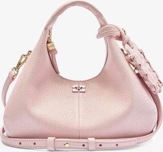 Ganni Pink Grained Mini Hobo Bag
