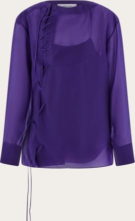 Ferragamo Women Organza blouse with string tie detail Violet