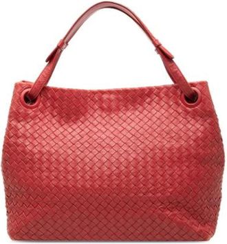 Bottega Veneta Pre-owned Shoulder Bags, female, Red, Size: ONE SIZE Pre-owned Leather Tote