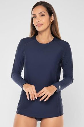 Coolibar Womens Long Sleeve Swim Shirt - UPF 50+ Sun Protection - Hightide in Navy at Nordstrom, Size Xx-Large