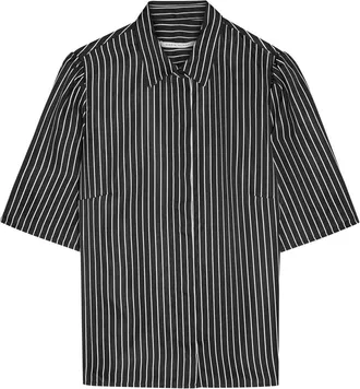 Maria McManus Striped Satin Blouse - Black - 0 (UK2 / Xxxs)