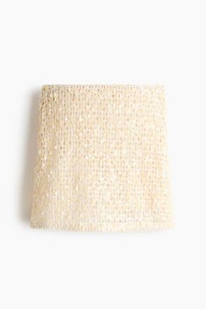 H&M Sequined Net Skirt in Cream at Nordstrom, Size X-Small