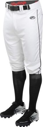 Rawlings Mens Launch Series Baseball Pants | Knicker Fit | Adult Sizes | Piped | Multiple Colors, White/Black, Small