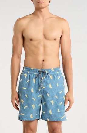 Hurley Going Bananas Volley Swim Trunks in Grey/Navy at Nordstrom Rack, Size X-Large