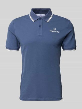 Sergio Tacchini Slim Fit Poloshirt mit Logo-Stitching Modell Reed in Dunkelblau, Gr&ouml;&szlig;e XXL