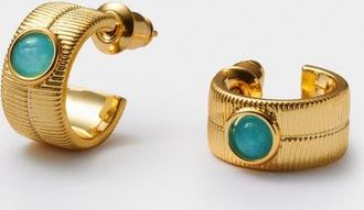 Katie Loxton March Waterproof Gold Birthstone Hoop Earrings at Nordstrom