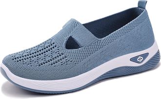 Generic Womens Slip-On Trainers | Wide Fit Breathable Mesh Walking Shoes | Comfort Arch Support Sneakers for UK Summer