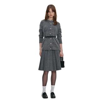 Self Portrait Midi Dresses, female, Gray, Size: XS Crystal Trim Cardigan