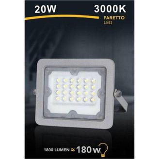 Trade Shop Trade Shop Traesio - Trade Shop - Faretto Led Proiettore Slim Esterno Grigio 20w Ip65 Luce 6500k 4000k 3000k Fs20w