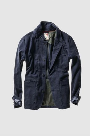 Relwen Mens Moleskin Trap Blazer In Dark Navy Canvas