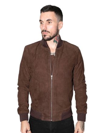 Infinity Leather Heren retro geit suède varsity lederen bomberjack-Athene