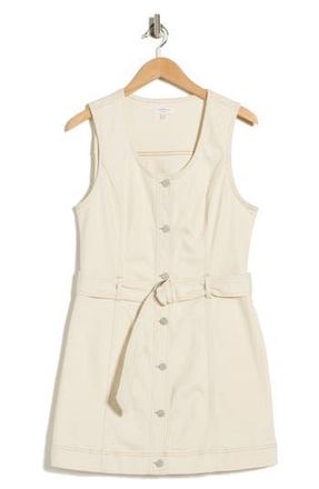 Habitual Sleeveless Belted Stretch Cotton Minidress in Stone at Nordstrom Rack, Size X-Small