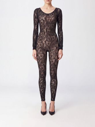 Wolford Tuta intera slim fit in pizzo con maniche lunghe e scollo tondo