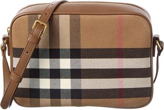 Burberry Check Canvas & Leather Camera Bag