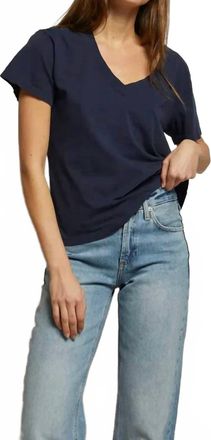 perfectwhitetee Hendrix V-Neck Tee Shirt In Navy