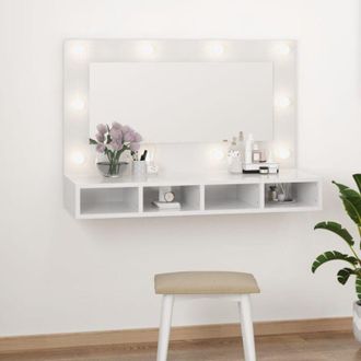 vidaXL Mobile a Specchio con led Bianco Lucido 90x31,5x62 cm - Vidaxl
