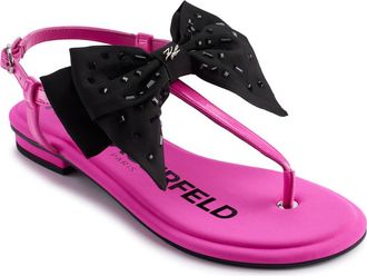 Karl Lagerfeld Cristi Bow T-Strap Sandal in Fuchsia at Nordstrom, Size 6