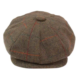 Infinity Leather Mens Peaky Blinders Herringbone Flat Hat