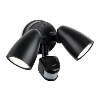 Netlighting Security Outdoor Integrated LED PIR Motion Sensor Twin Wall Spotlight Black IP54