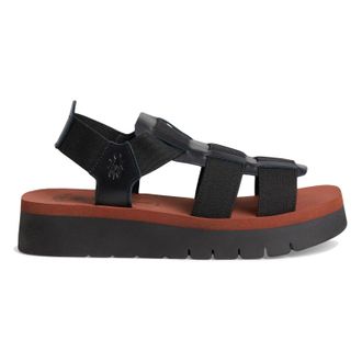 FLY London SamB245FLY Textile Leather Womens Slingbacks Sandals - Black Black Brick - Size:UK 6