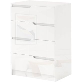 HOMCOM Cassettiera Moderna 4 Cassetti in Truciolato Bianco 60x40x85 cm - Homcom