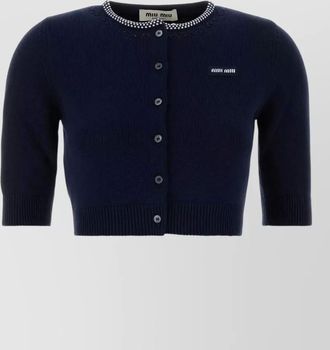 Miu Miu cotton cardigan contrast trim ribbed hem
