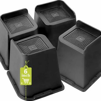 OEM Juego De 4 Almohadillas Elevadoras Cuadradas Y Resistentes Para Muebles, Con Capacidad De Carga De Hasta 2721 Kg, De Color Negro, Aptas Para Estantes 