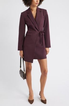 Open Edit The Icon Suiting Wrap Blazer Dress in Burgundy Fudge at Nordstrom Rack, Size X-Small