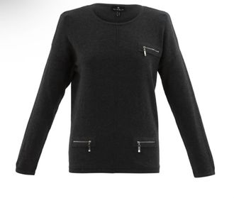 Marble Scotland Women Zip Sweater In Charcoal