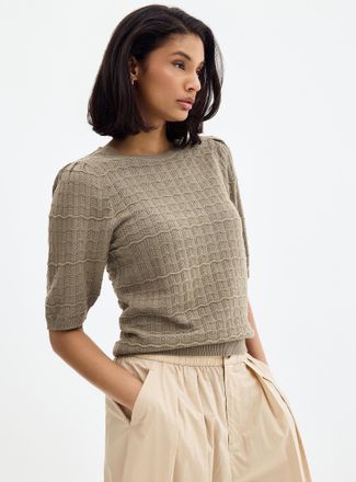 b.young Womens Waves and openwork fine-knit sweater